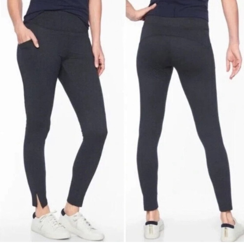 Athleta Black Blue Herringbone Mercer Tights Leggings Tights Pants Size M